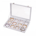 Frebeauty 12 Grid Bracelet Holder Box,Velvet Jewelry Tray with Clear Lid - color: White, size: 12 Grid