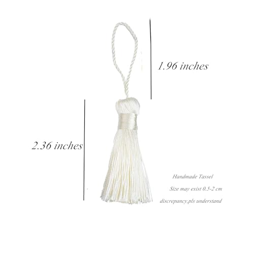 20Pcs 4.3 Inch Silky Mini Craft Tassels for Earrings, Souvenir(Cream) - color: Cream