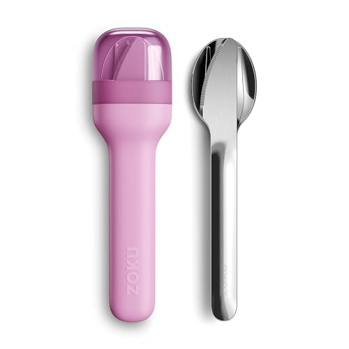 Zoku Pocket Utensil Set Stainless Steel Fork, Knife, and Spoon in Case Purple - color: Purple
