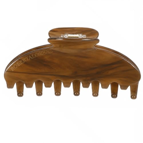 Luxury Hair Claw Clip Premium Acetate Strong Hold 4 Inch (Mocha Marble) - color: Mocha Marble