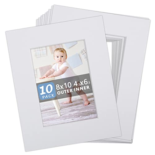 Somime 8x10 Precut Picture Mats,White 8x10 Picture Mats for 5x7 Photo - size: 8"x10" 10pack white mats
