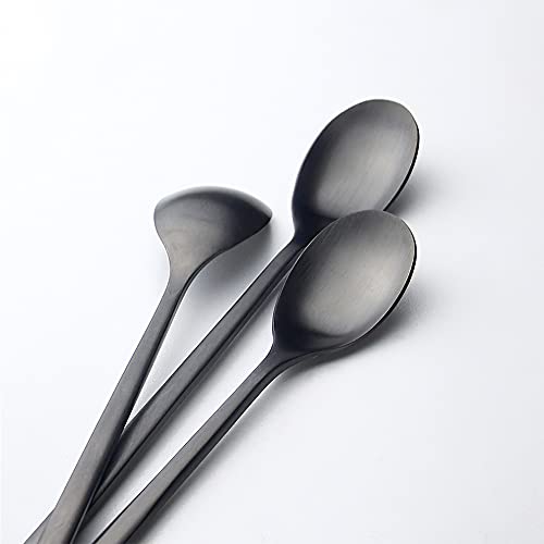 AOOSY 9-In Long Handle Spoon, Matte Black Coffee Stirrers, Set of 6 - color: B Long Black Spoon
