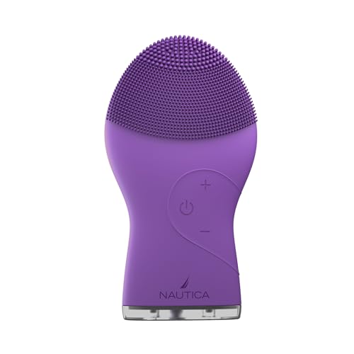 Nautica PC120 Facial Cleansing Brush Made with Ultra-Hygienic Soft Silicone, Waterproof, Rechargeable Vibrating Face Exfoliator Scrub Brush with Sonic Technology for Men & Women - Hy Purple - size: Hy Purple