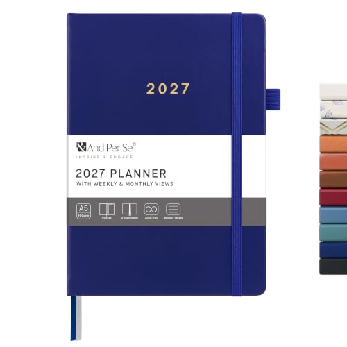 &And Per Se 2027 Planner, 12-Month Monthly & Weekly, 2027 Calendar Planner with 100gsm Paper, A5 Hardcover Faux Leather, 5.7" x 8" (Royal Blue) - color: Royal Blue, size: 5.7" x 8"(Jan 2027-Dec 2027)