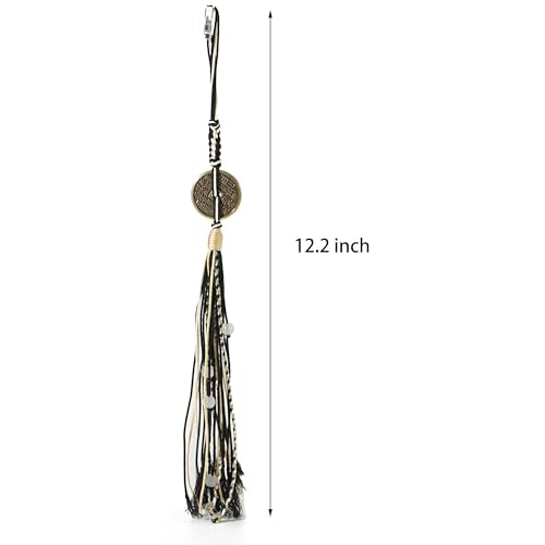 Long Tassel Bag Charms Tradition Lucky Backpack Charm for Women Men (Black) - color: Black