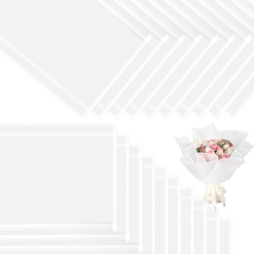 CCIJESW 20 Sheets Flower Bouquet Wrapping Paper White-2 - color: 030-Transparent White