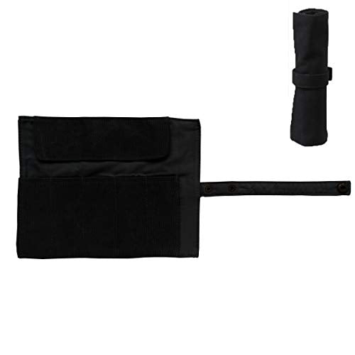 Canvas Stationery Handmade Foldable Rollup Pencil Case Travel Pen Holder Wrap Black - color: Black, size: 1