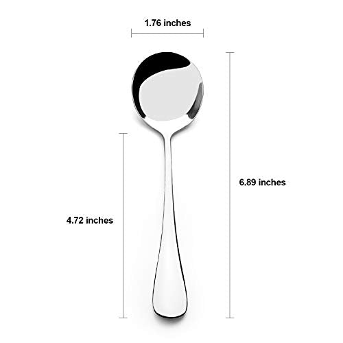 Soup Spoons, Wholesale Spoons Silverware, Round Stainless Steel Spoon Set of 8 - size: 8