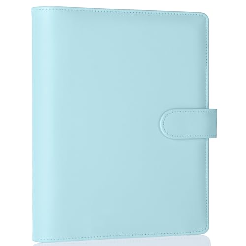 Antner A5 Notebook Binder 6 Ring Refillable Budget Planner Cover for Cash Organizer, PU Leather Loose Leaf Photocard Holder Aesthetic Binder with Magnetic Buckle for A5 Planner Inserts, Mint Blue - color: Mint Blue