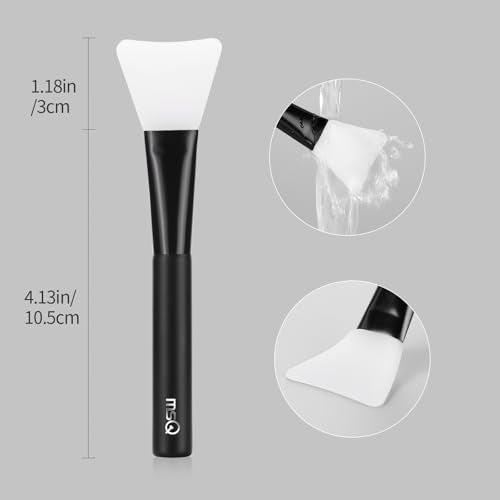 MSQ Silicone Face Mask Brush, Soft Facial Cleansing Scrubber, Facial Mask Brush for Mud, Clay, Charcoal Mixed Mask, DIY, Skincare Applicator Tools (Black 1PC) - color: Black