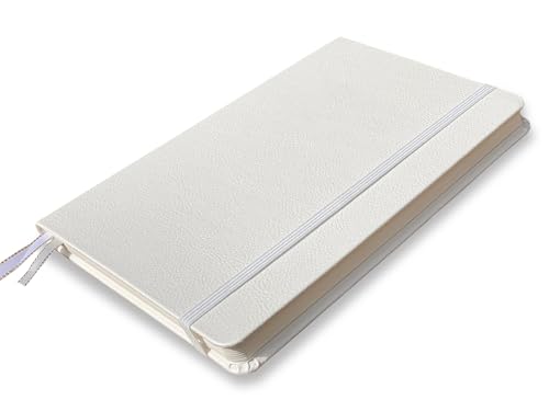 Minimalism Art, Premium Hard Cover Notebook Journal, Classic 5" x 8.3", 122 Numbered Pages, Gusseted Pocket, Ribbon Bookmark, Extra Thick Ink-Proof Paper 120gsm, San Francisco (Squared, White) - color: White, style: Squared