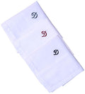 Monogrammed Handkerchiefs for Men 3-Pack Cotton, White Hankies - color: D