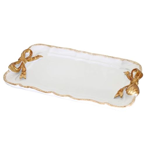 Warmtree Bow Jewelry Tray, Coquette Trinket Dish, Vanity Decor - color: White