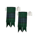 Men's Men's Tartans Kilt Flashes with Heavy Buckle Elastic Adjusters Fit - color: Black Watch