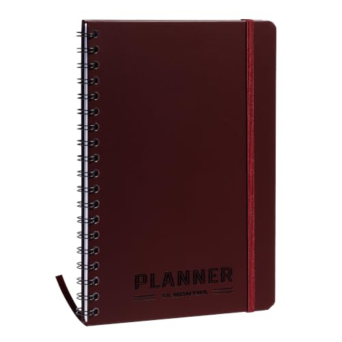 Nextnoid B5 18-Month Undated Monthly Planner, Hardcover, Burgundy - color: Burgundy, style: a-Monthly Undated