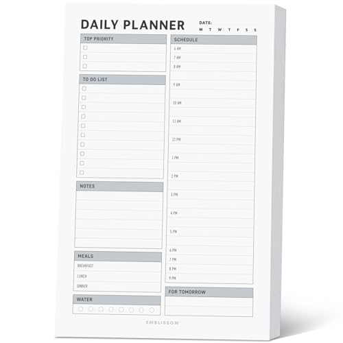Daily Planner Notepad, 5.5 x 8.5" Tear-Off Pad – 70 Undated Sheets Focus-Enhancing Desktop Organizer with Hourly Schedule, To-Do List for Work, School (White, Checkbox, 1 Pack) - size: Checkbox, 1 Pack