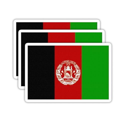 (3PCS) Afghanistan Flag stickers, Countries Flag Stickers, Waterproof Vinyl Decals For Laptops, Tumblers, Water Bottles, Books, Scrapbooks, Size 3 x 2.1 Inch - color: Afghanistan