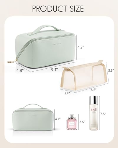 VLANDO Makeup Bag,Women Travel Toiletry Case,Carry Handle,Mint Green - color: 07-Mint Green