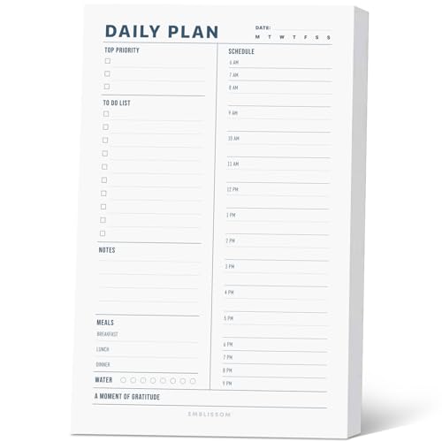 Daily Planner Notepad, 5.5 x 8.5" Tear-Off Pad – 70 Undated Sheets Focus-Enhancing Desktop Organizer with Hourly Schedule, To-Do List for Work, School (White, Minimalist, 1 Pack) - size: Minimalist, 1 Pack