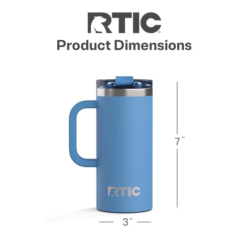 RTIC 16oz Road Trip Travel Mug with Lid and Handle, Denim - color: Denim, size: 16 Ounces