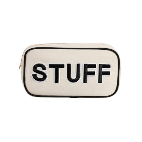 uekeboag Canvas Chenille Letter Stuff Makeup Bag(01Black-Stuff) - color: Black Stuff