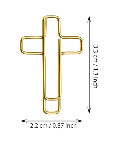 Penta Angel Cross Shape Paper Clip Book Page Mark 30Pcs Small Metal Bible Christian Page Markers Journaling Paperclips for Men Women Christmas Easter Gift (Gold Cross-30)