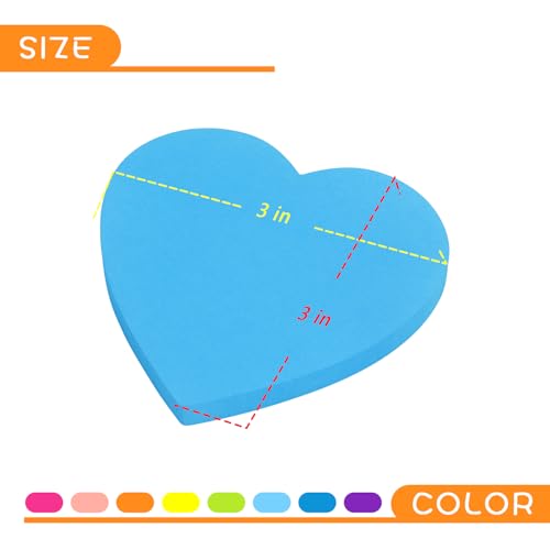 SIMONA Heart Shape Sticky Notes 3x3 in 8 Color Bright Colorful Sticky Pad - color: Bright Color 8 Pads