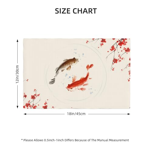 Japanese Cherry Blossom Placemats Set of 4 Koi Fish Table Mats