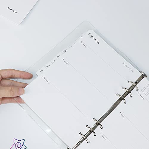 A5 Binder Cover 6-Ring Planner 7"x9.25" Clear Transparent Soft PVC Notebook Shell Round Ring Binder Cover Protector Snap Button Closure Loose Leaf Folder - color: Transparent, size: A5 (180mm x 235mm)