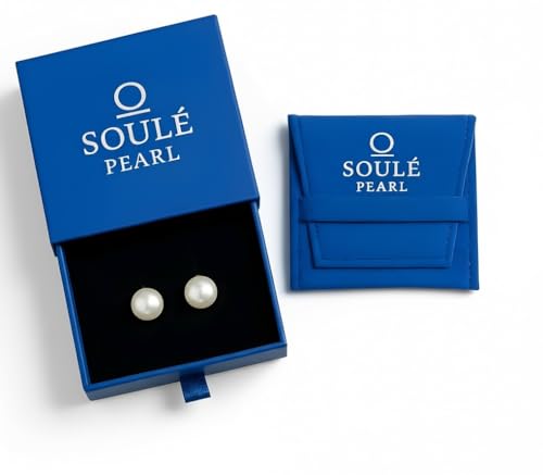 Real Freshwater Pearl Stud Earrings for Women, Hypoallergenic - color: Rhodium Plated, size: 7.0-7.5mm