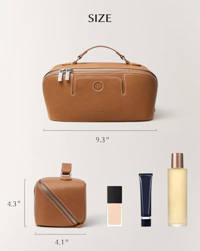 EACHY Travel Makeup Bag for Women, Provence Cosmetic Bag, Brown, Medium - color: G - Brown, size: Medium