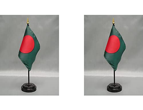 2 Bangladesh Mini Desk Flags with Stands for Office or Tabletop Display - color: Bangladesh