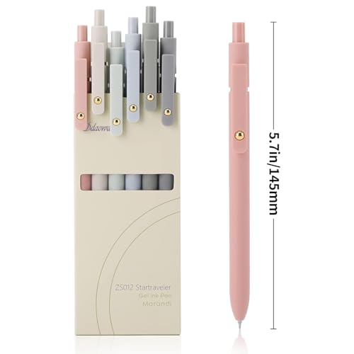 Ddaowanx Gel Pens,6 Pcs 0.5mm Retractable Quick Dry Black Ink Pens - color: 6 Pcs Morandi-Black Ink, size: 6 Count (Pack of 1)