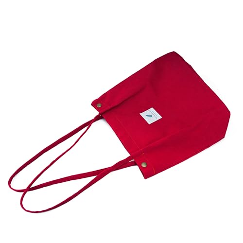 Corduroy Tote Bag Cute Tote Bags for Women Shoulder Bag with Inner Pocket for Work Beach Travel and Shopping Grocery - style: Red