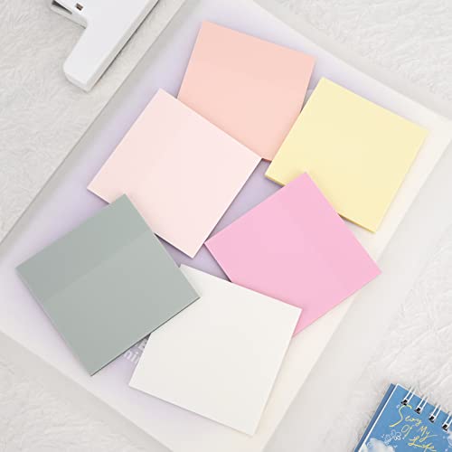 Temiary 6P Transparent Sticky Notes, Clear Waterproof See Through Memo Pad - color: Pastel