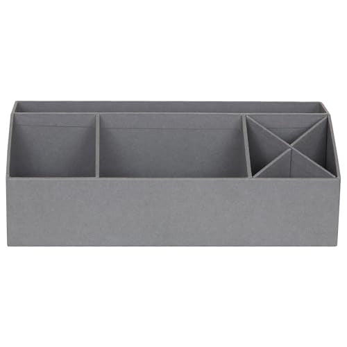 Bigso Elisa Desktop Organizer - Durable Office Desk Organizer with 7 Compartments for Office Supplies and Accessories - 13.1 in x 4.9 in x 4.9 in - Grey - color: Gray