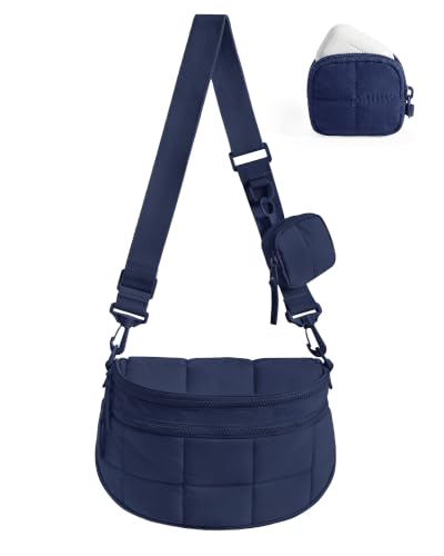 BAGSMART Crossbody Bags for Women, Puffer Cute Bum Bag with Pouch - color: Navy, size: 4.6L