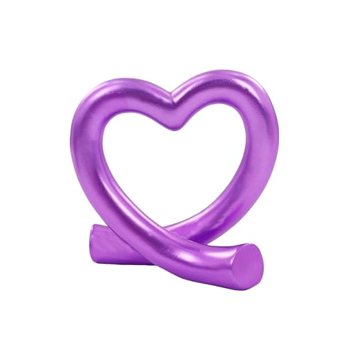 Lescafita Purple Heart Decor Sculpture, Artistic Abstract Love Statue Modern Home Decor Accent for Desk Shelf Coffee Table Room, Creative Unique Gift - color: Purple