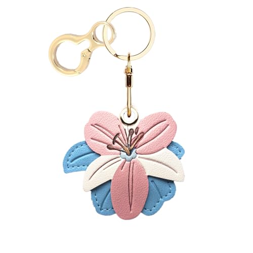 BORKUANA PU Leather Keychain holder Protective Case Compatible with AirTag - color: Flower D