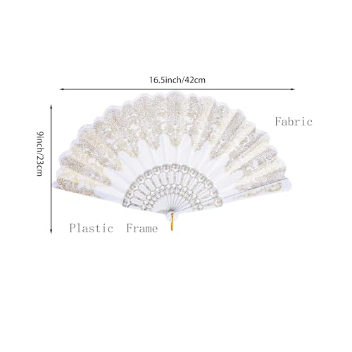 QIRMIZI 30 Pack Folding Handheld Fans,Silk Spanish Fan, Perfect for Weddings, Parties, and Dancing,White - color: White, size: 30 PACK