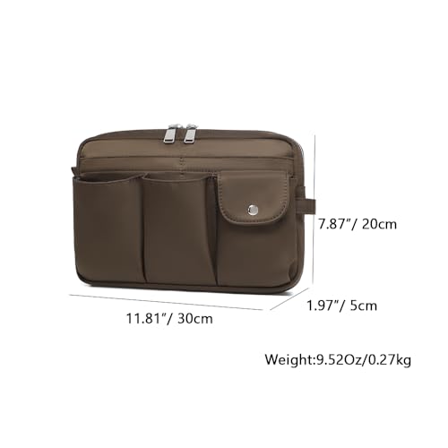 Pencil Holder Storage Bag for Women, Large Capacity Zippered Pencil Case with Multiple Pockets, Nylon Canvas Stationery Organizer for Office, Travel & Daily Use (Nylon,Brown) - color: Brown/Nylon