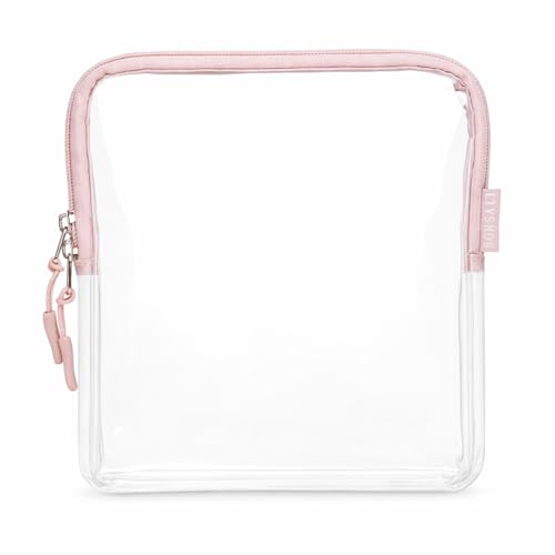 BORSALI TSA Approved Toiletry Bag, Clear, Quart Size, Rose - color: Rose