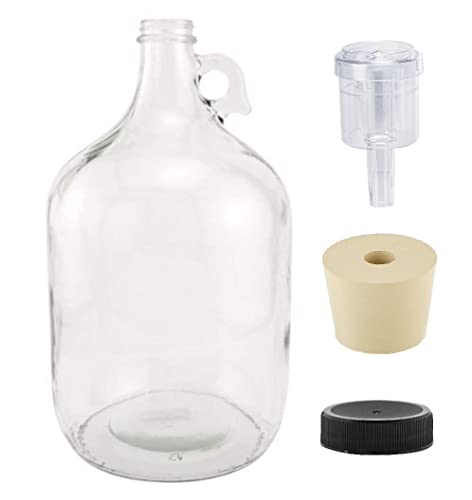 North Mountain Supply 1 Gallon Glass Fermenting Jug with Handle & Airlock