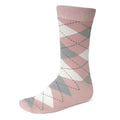tiemart Men's Socks, Fits Men's Shoe Sizes 8-12 - color: Blush Pink and Gray Argyle