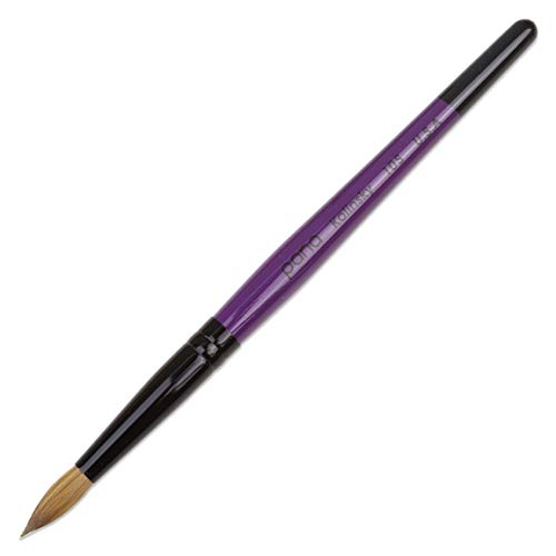 PANA Pure Kolinsky Hair Acrylic Nail Brush - Round Shape Black Ferrule with Purple Wood Handle (Size 10) - color: Purple, size: Size 10