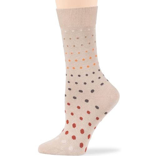 7BIGSTARS Women Cotton Crew Socks, Patterned 4 Pack, M 5-9 - L 8-12 - color: 01e - Light Beige Assortment (A29), size: 8-12