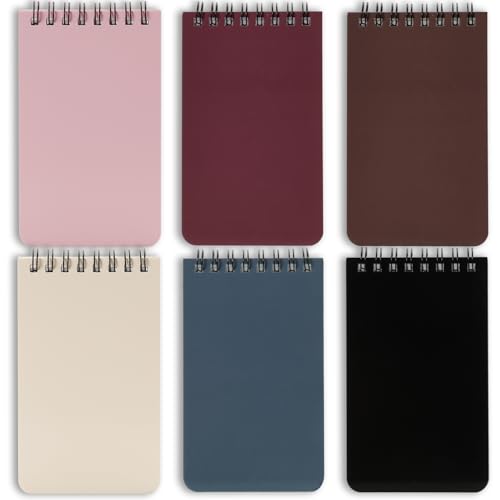 QiCheng 6pcs Pocket Notebook Mini Notepad Small Spiral Notebooks 3X5Inch - size: 6-dark colour