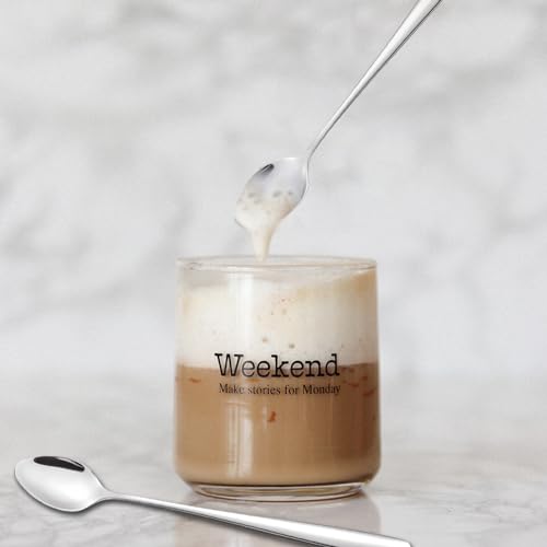 Stainless Steel Long Handle Iced Tea Spoon, 7.8-Inch Coffee & Ice Cream Spoon, Tea & Cocktail Stirrer, Set of 12 - color: E-Silver Set of 12