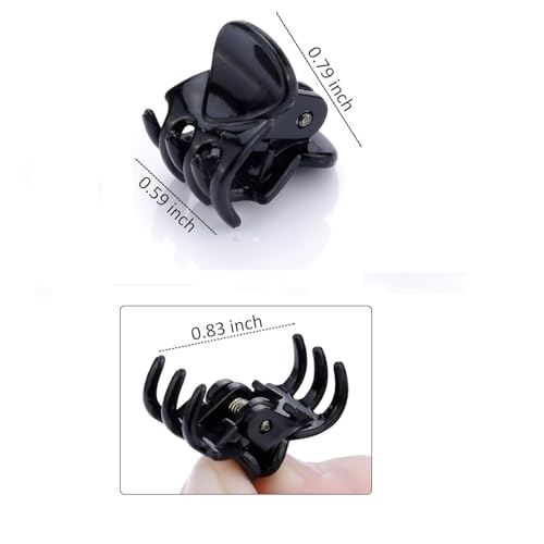 JANYUN 48Pcs Mini Hair Claw Clips, Black Tiny Hair Clips Hairstyle - color: Black