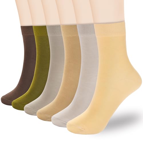Corlap Women's Thin Above Ankle Socks-6Pairs Cotton Bootie Dress Crew Socks - color: 6 Pairs Mix Colors, size: 9-11